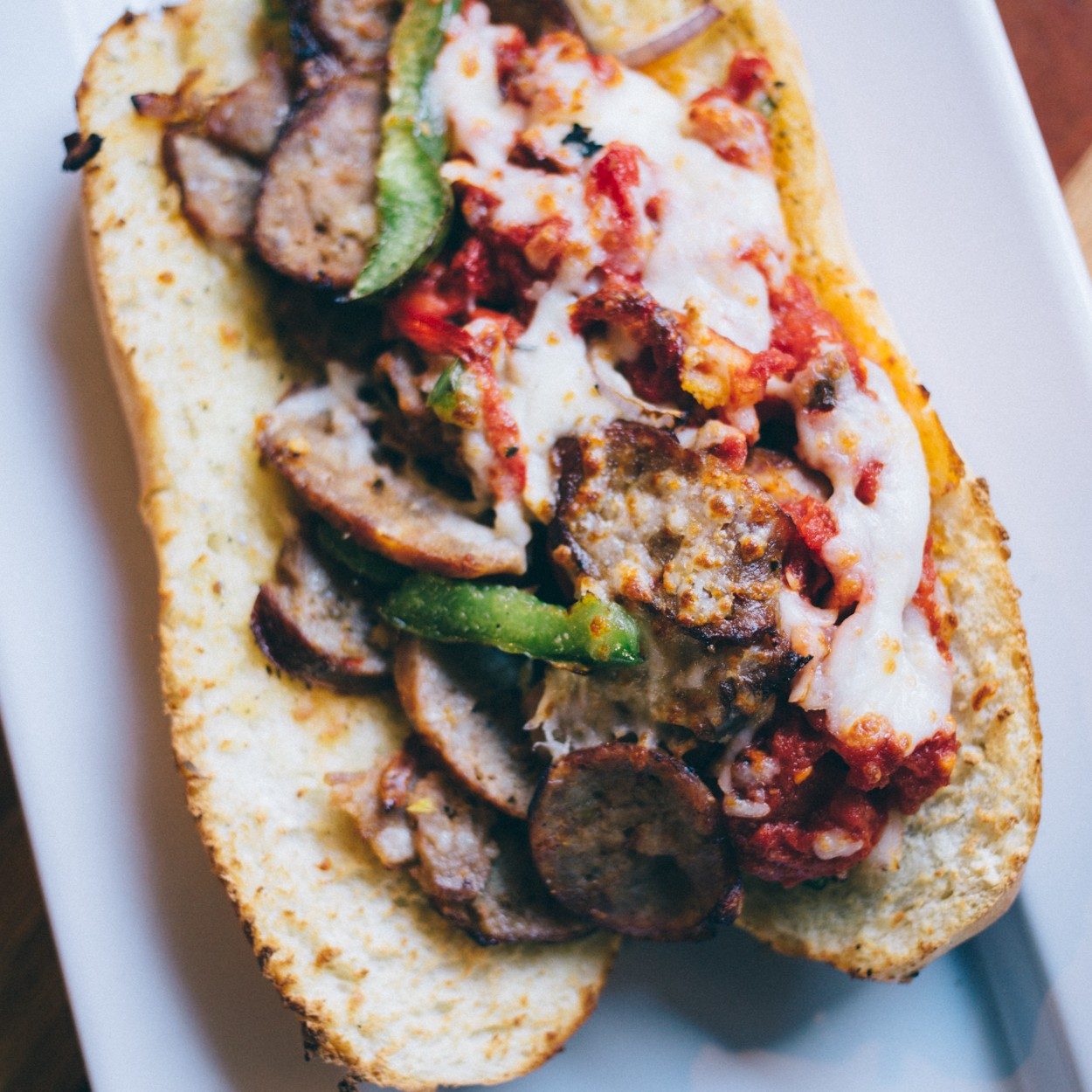 Sausage & Peppers Sandwich.