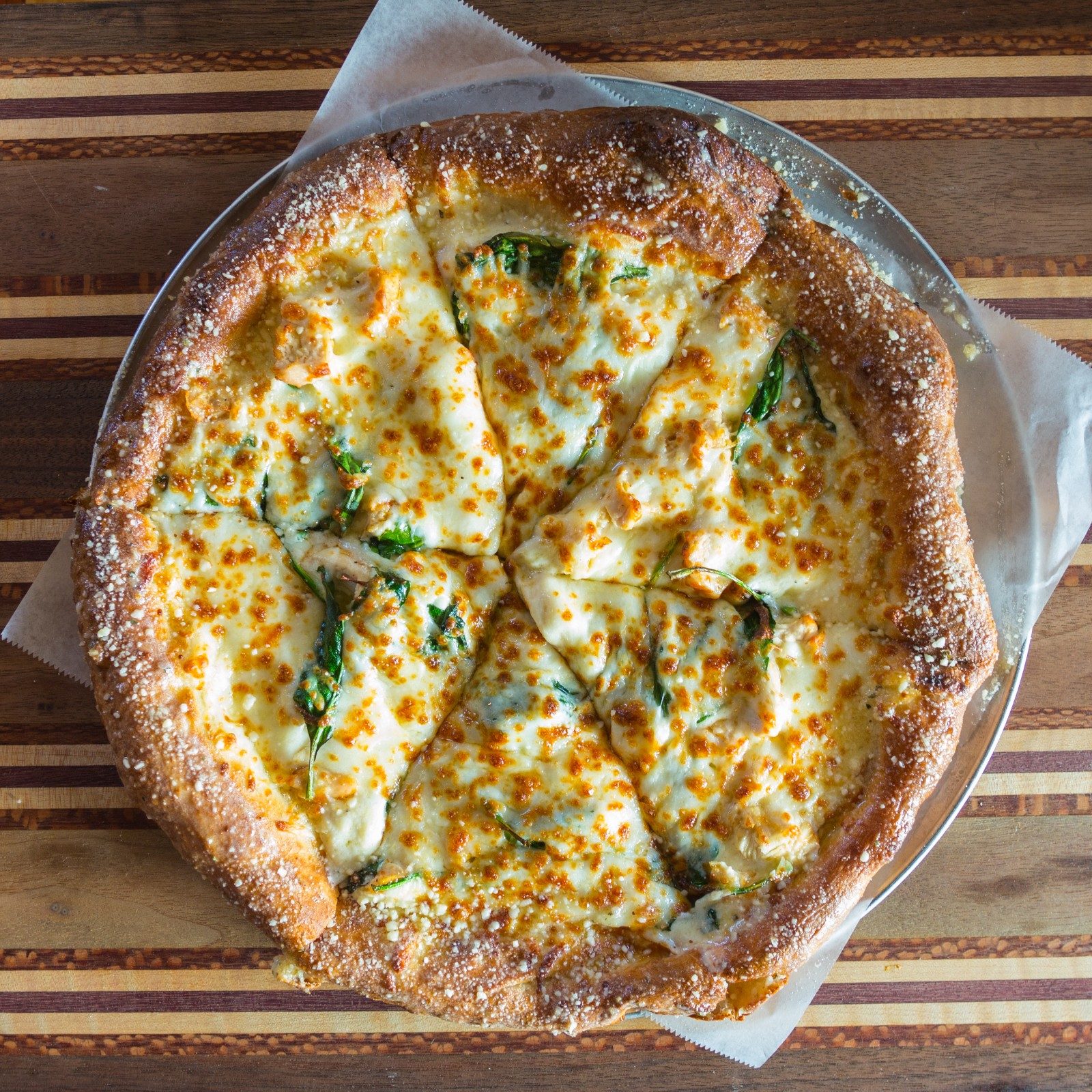 Chicken Alfredo Pizza.