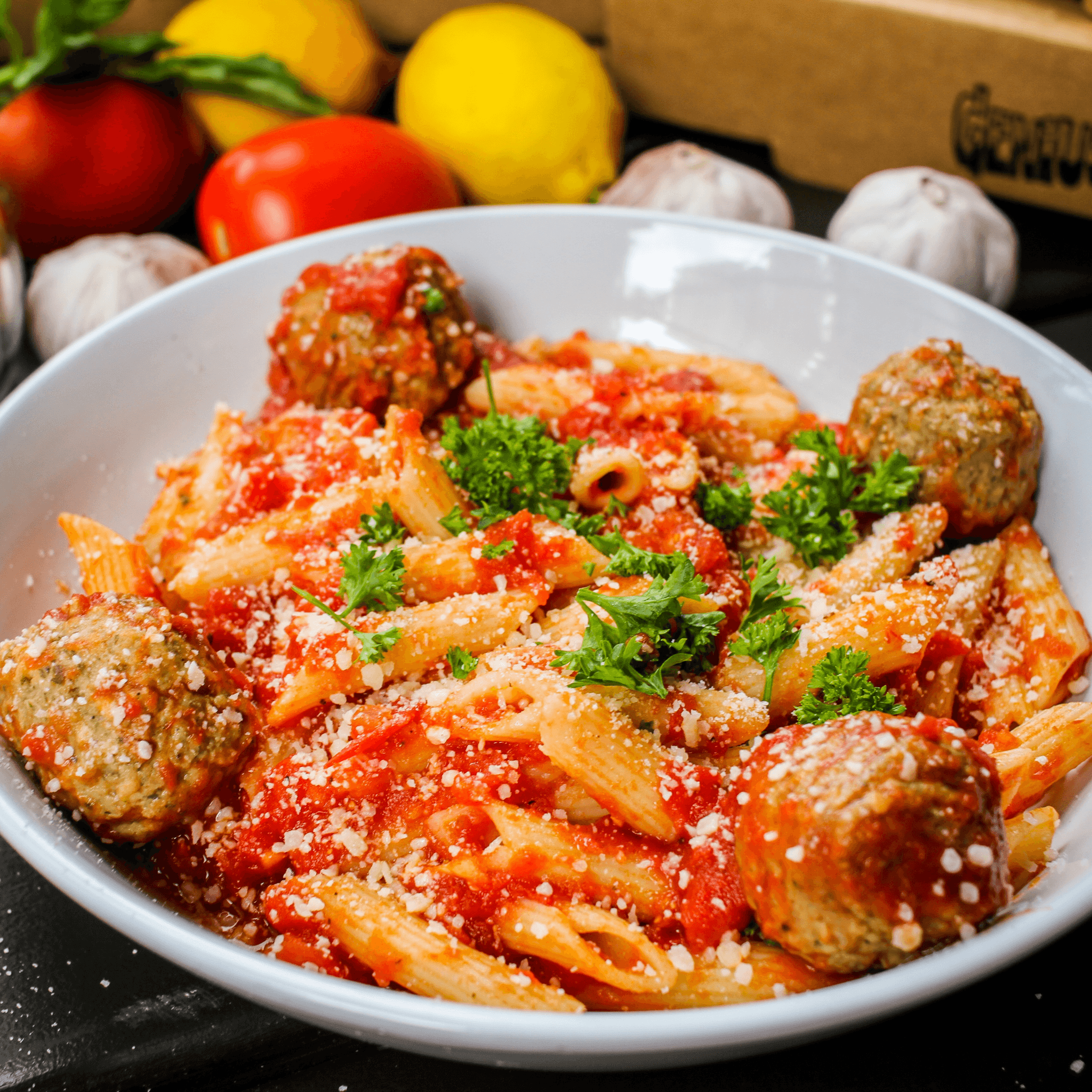 Penne & Meatballs.