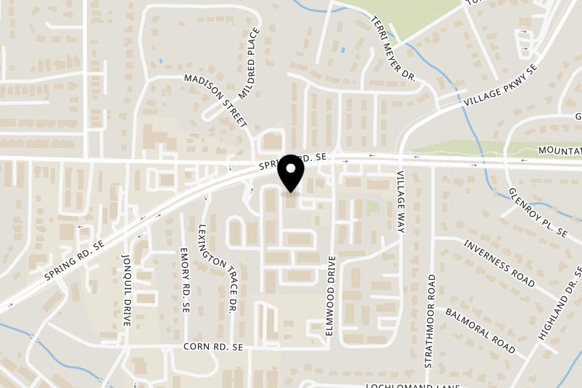 Map showing the location of DaVinci's Pizzeria on 1810 Spring Road Southeast in Smyrna